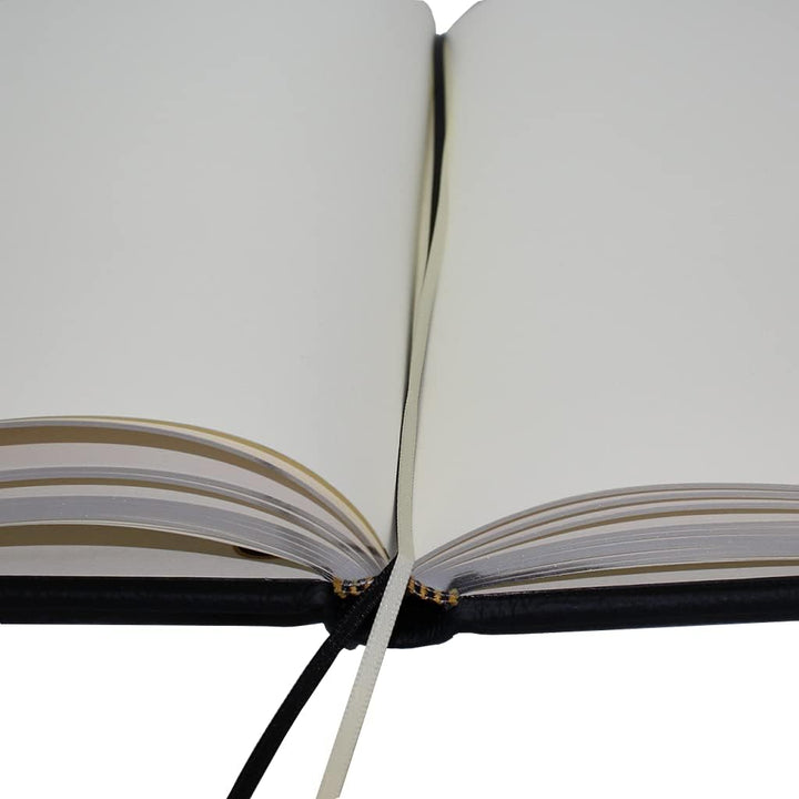 Gästebuch Leder schwarz mit Silberschnittblock und Prägung"Gästebuch"