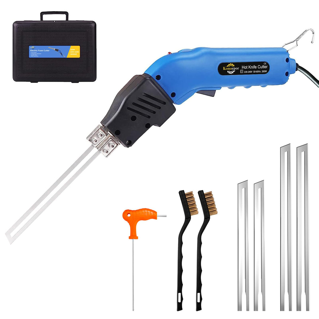 Komsepor 200W Styroporschneider Elektrische Heissmesser Schaumschneider mit 4 Nichrom Klingen 0-600℃
