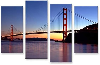 islandburner Bild Bilder auf Leinwand Golden Gate Bridge V5 4er XXL Poster Leinwandbild Wandbild Dek