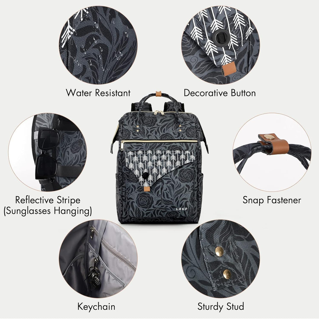 Lekesky Rucksack Damen Rucksack 15,6 Zoll Schulrucksack Daypack mit Anti Diebstahl Tasche für Reisen