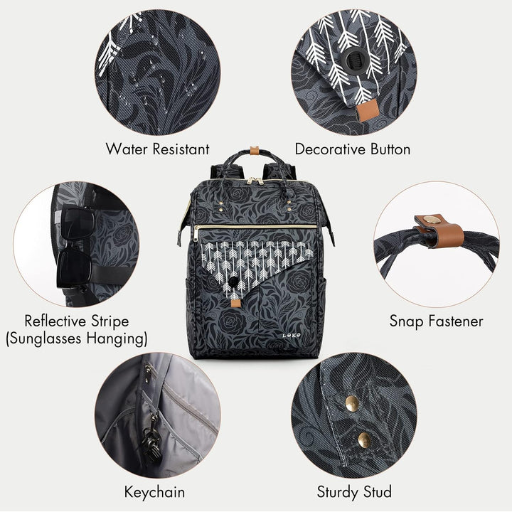 Lekesky Rucksack Damen Rucksack 15,6 Zoll Schulrucksack Daypack mit Anti Diebstahl Tasche für Reisen