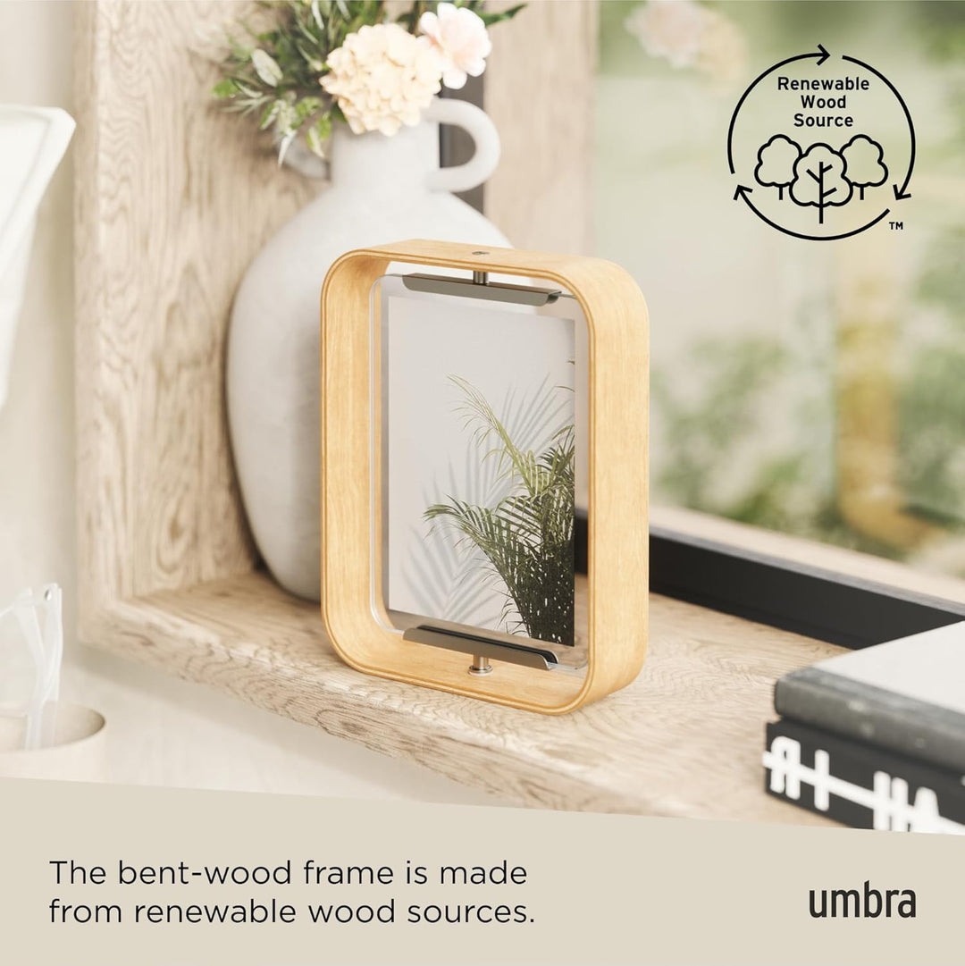 Umbra Bellwood Tischbilderrahmen, zweiseitiger Bilderrahmen für 10x15 oder 13x18 cm Fotos, Natur, Na