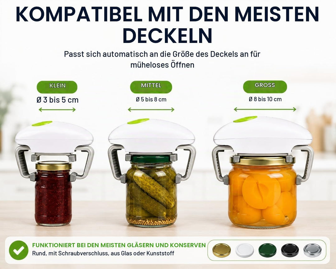 ONE TOUCH KC12 Elektrischer Glasöffner "Freihändig" - Mühelos per Knopfdruck auf den grünen Knopf -