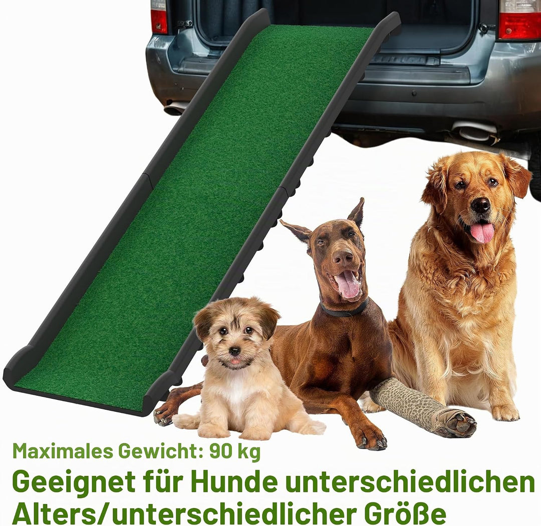 NAIZY Hunderampe 156cm Klappbare Hundetreppe Ramp mit Anti-Rutsch Matten Haustierrampe Kunststoff Ko