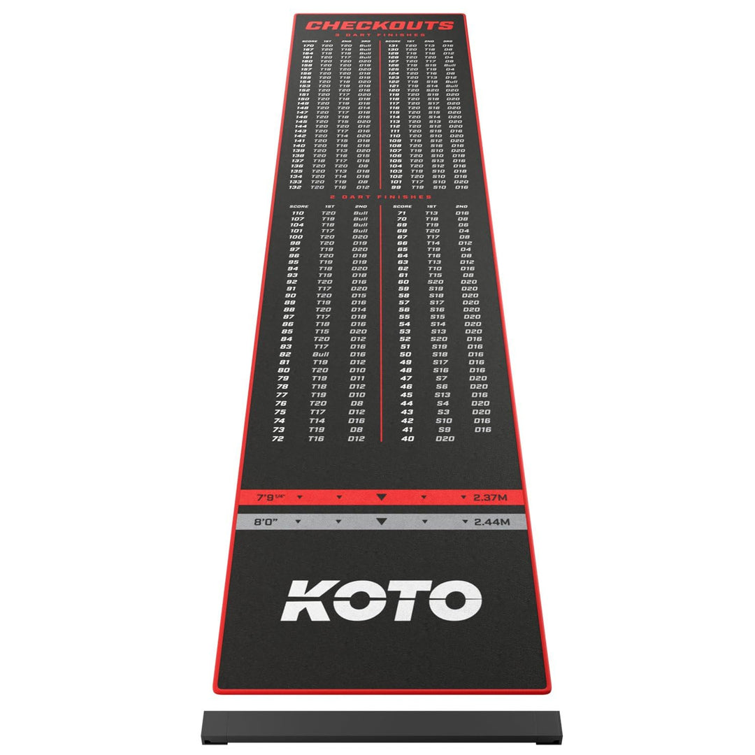 KOTO - Oche Carpet Checkout Dartmatte 285 x 60 cm, Dartmatte mit Anti-Rutsch-Beschichtung, Wurflinie