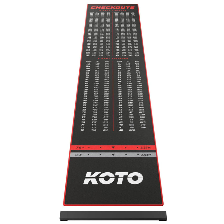 KOTO - Oche Carpet Checkout Dartmatte 285 x 60 cm, Dartmatte mit Anti-Rutsch-Beschichtung, Wurflinie