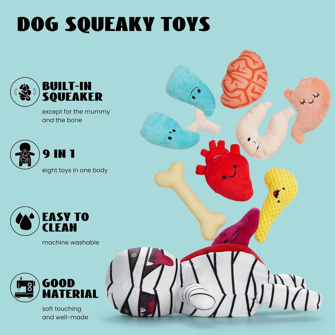 Nocciola Lustiges Plüsch-Hundespielzeug: 9-in-1 Kauspielzeug für kleine, mittelgrosse Hunde mit stra