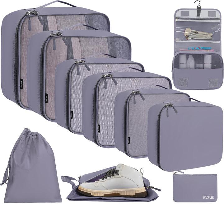 BAGAIL 10er-Set Packwürfel in verschiedenen Grössen Packorganizer für Reisezubehör Handgepäck Koffer