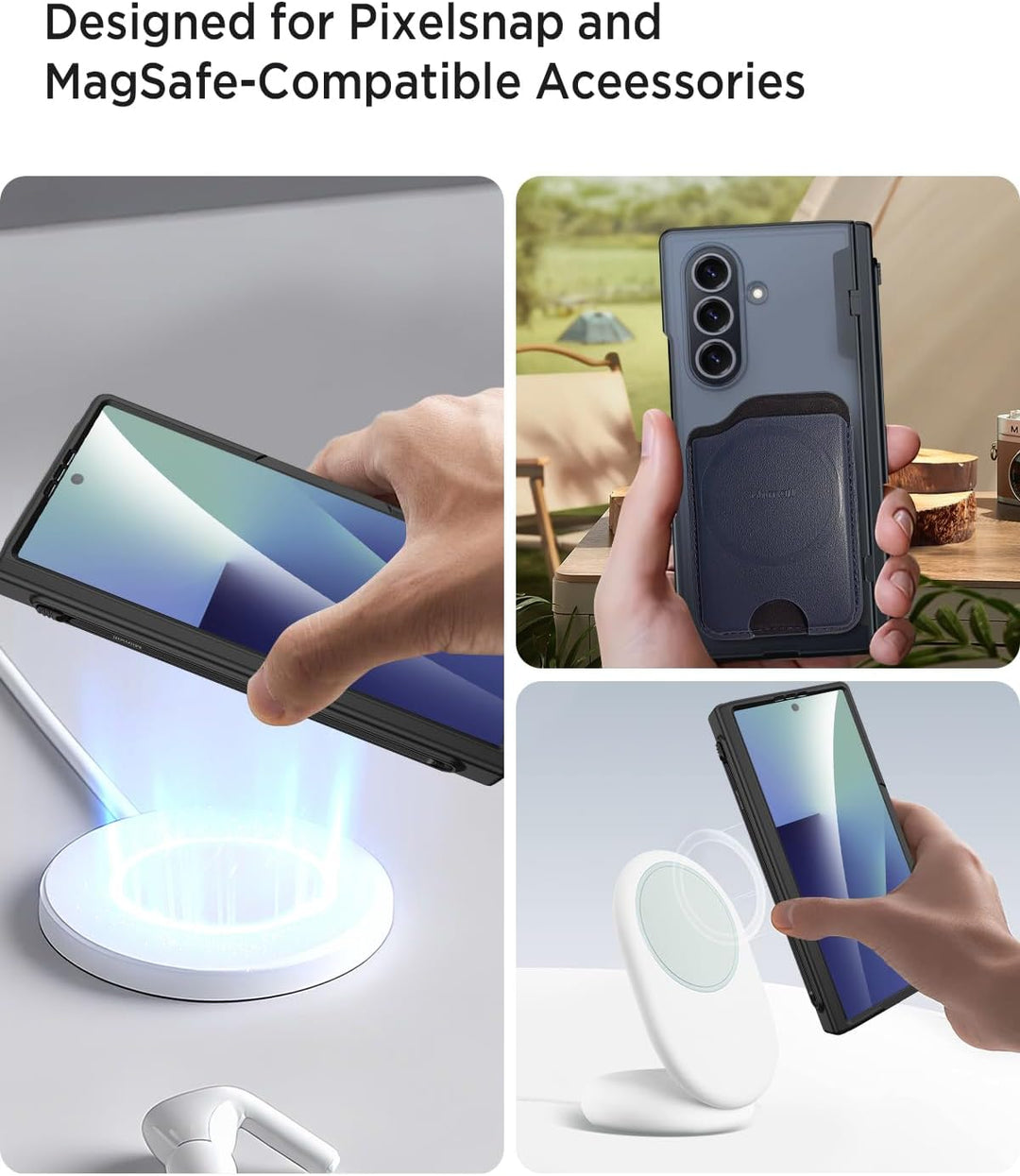 Miimall Kompatibel mit Samsung Galaxy Z Fold 7 Hülle mit Pen Mag-Safe, HD Displayschutz & Scharniers