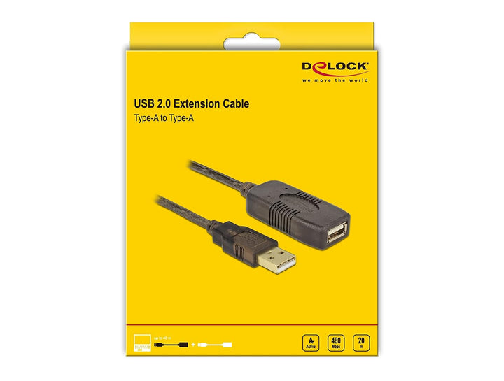 Delock Kabel USB 2.0 Verlängerung, aktiv 20 m Single