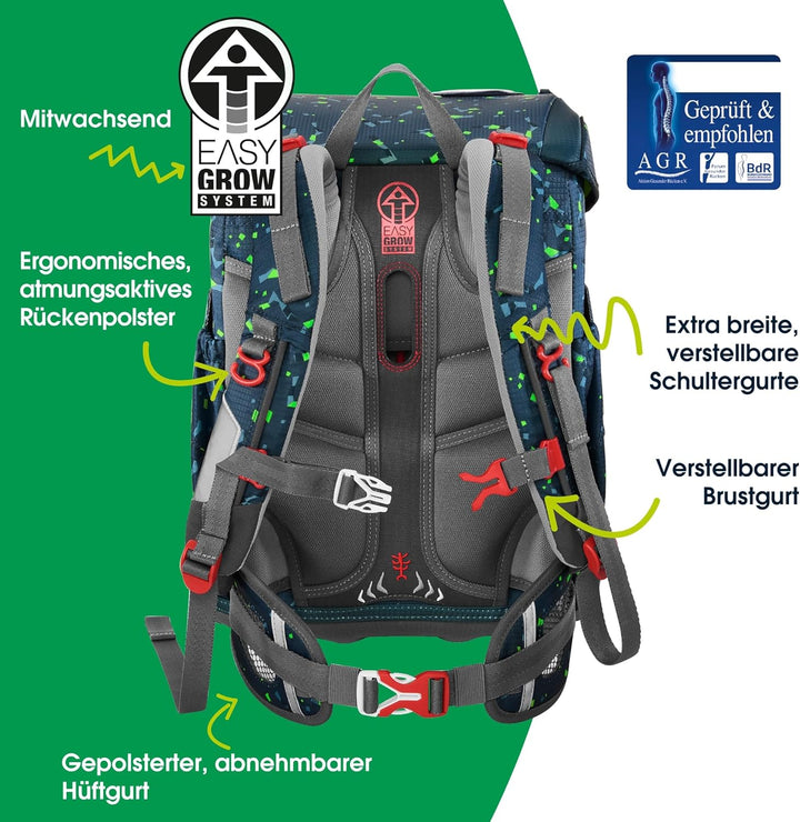 Step by Step Schulranzen-Set Cloud, 5-teilig, ergonomischer Tornister mit Reflektoren, höhenverstell