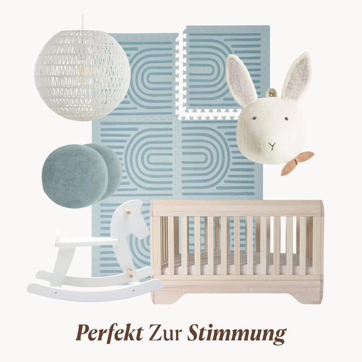 Toddlekind Baby-Puzzlematten, 6-TLG. inkl. Rand, ungiftige Schaumstoffmatten, für Bauchzeit und Krab
