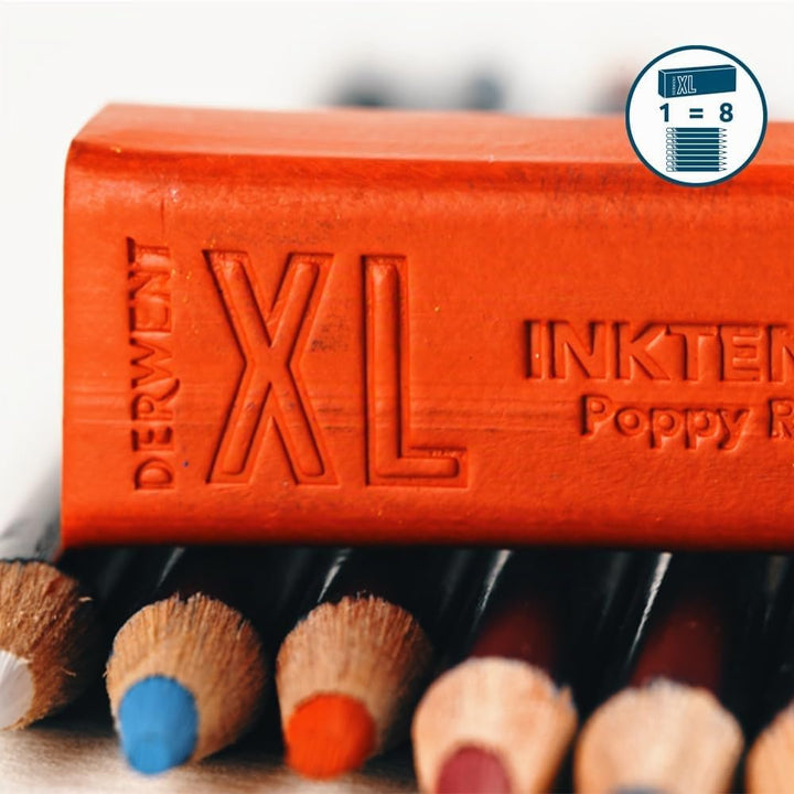 Derwent Inktense XL Farbblock, 12er-Set Malstifte, 60 mm, extrabreite Farbstifte, wasserlöslich, ide
