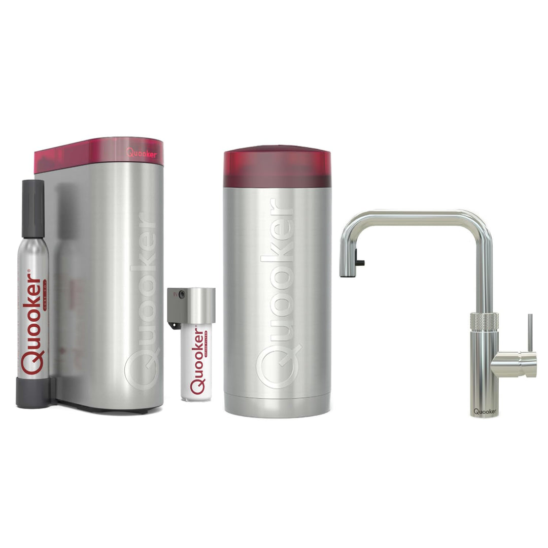 Quooker Flex Square | Reservoirs COMBI+ | CUBE & Filter | verchromt glänzend | sofort-Kochend-Wasser