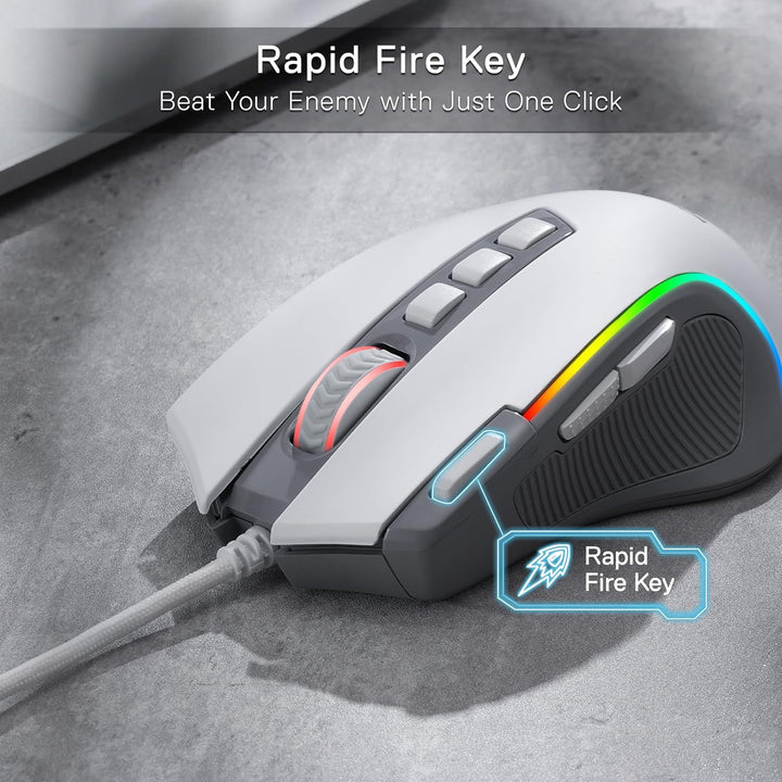 Redragon M612 RGB Gaming Maus, 8000 DPI kabelgebundene optische Gamer-Maus mit 11 programmierbaren T