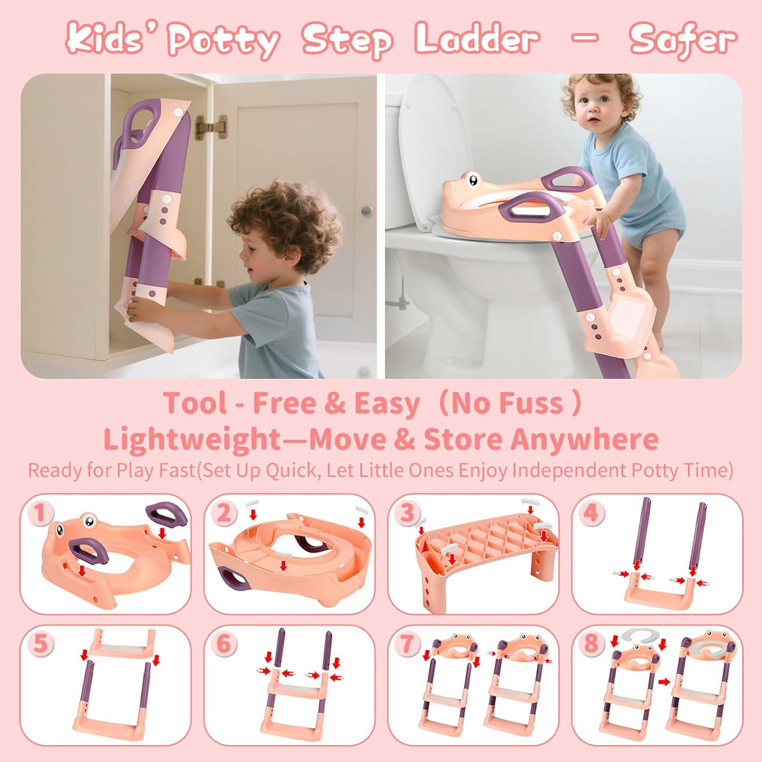 Toilettensitz Kinder mit Treppe, Toilettentrainer für Kinder, 2 IN 1 Toilettentrainer mit Treppe für
