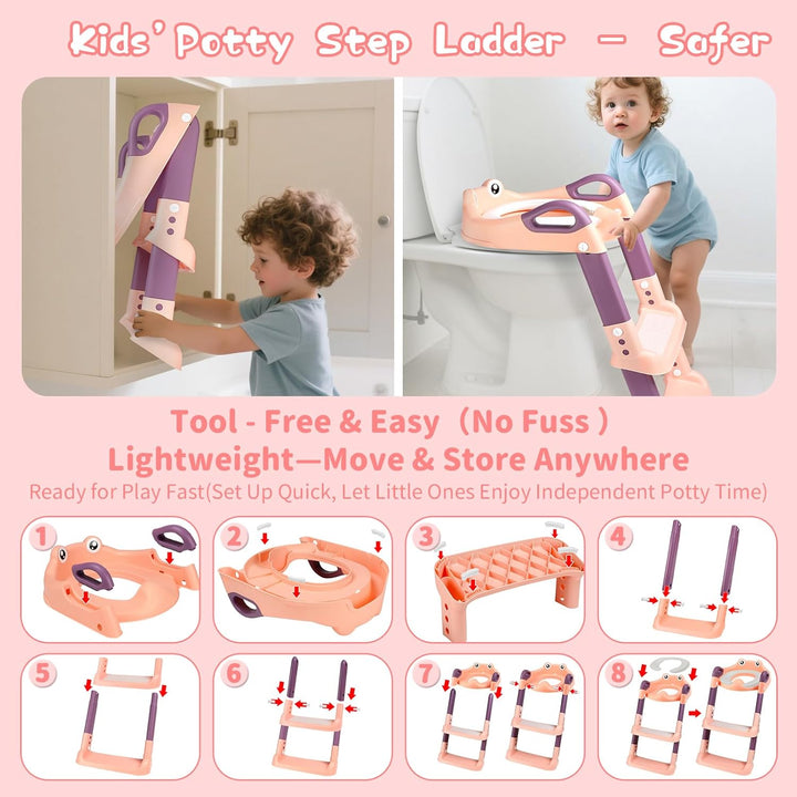 Toilettensitz Kinder mit Treppe, Toilettentrainer für Kinder, 2 IN 1 Toilettentrainer mit Treppe für