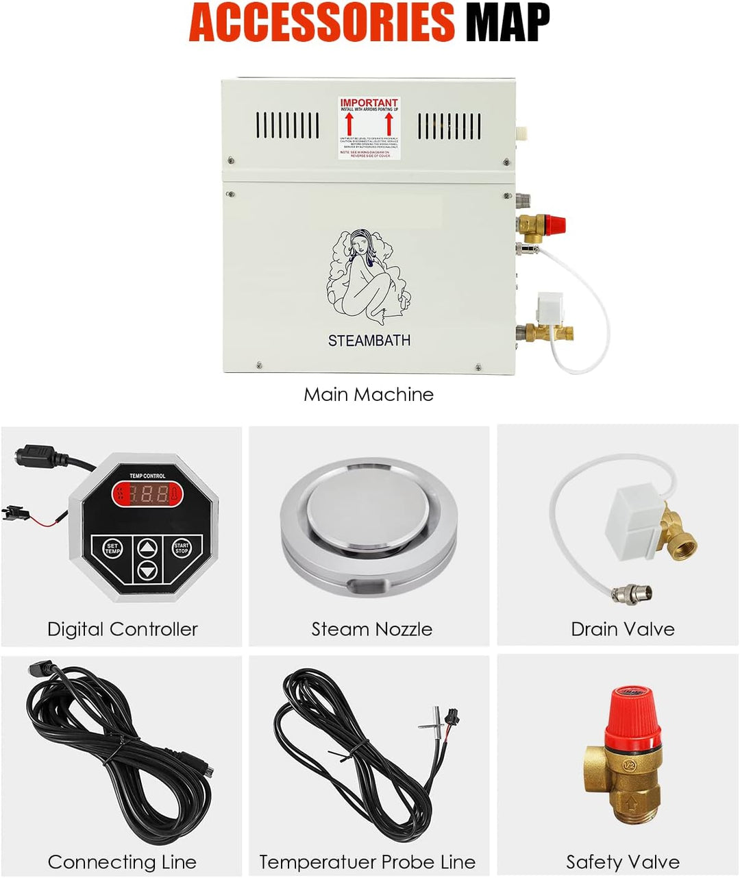 CGODENWALL 6KW Dampfgenerator Innerhalb von 6m³ Gewerbe/Haushalt für Sauna mit 35-55 ℃ Automatik The
