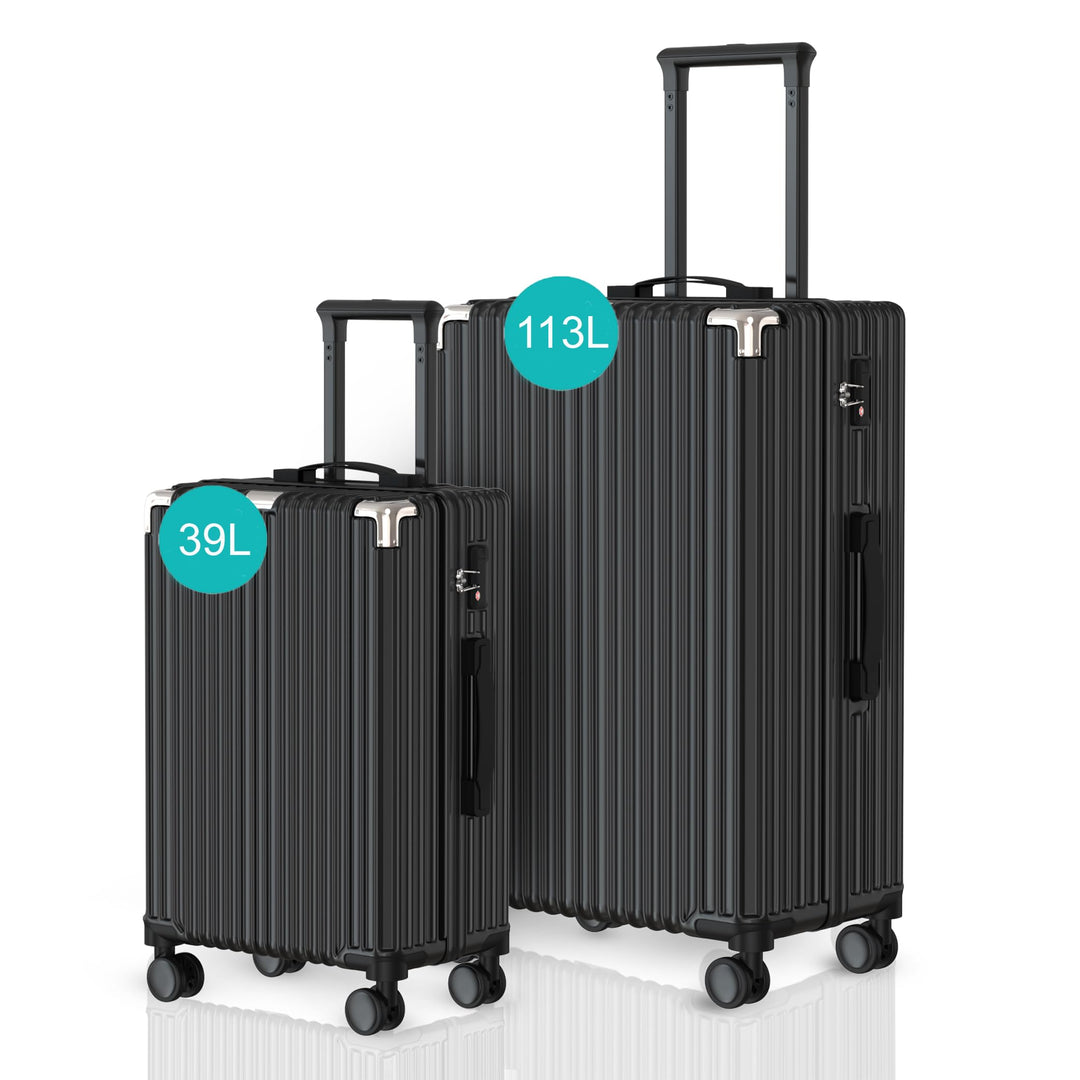 Voyagoux Kofferset 2 teilig - 39L &amp; 113L, Hartschalenkoffer Set, TSA-Schloss, ABS, 4X 360° Rollen, R