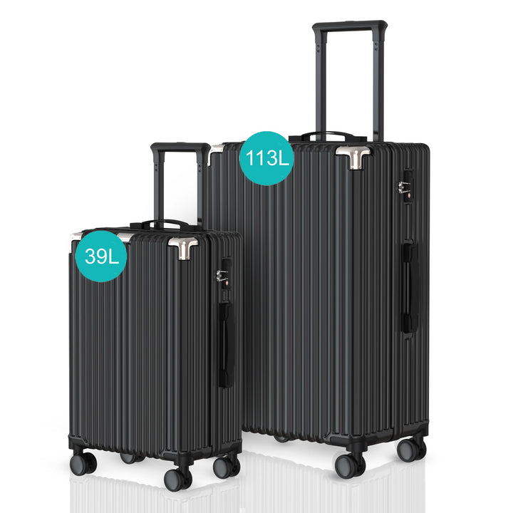 Voyagoux Kofferset 2 teilig - 39L &amp; 113L, Hartschalenkoffer Set, TSA-Schloss, ABS, 4X 360° Rollen, R