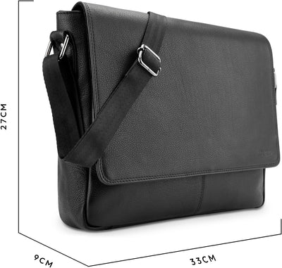 LEABAGS Leder Umhängetasche Herren & Damen I Echtleder Laptoptasche bis 14 Zoll I Messenger Bag mit