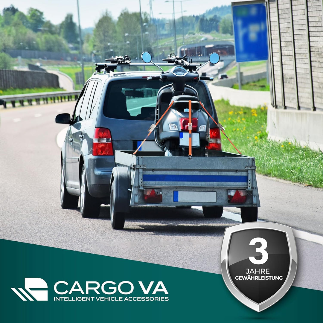 CargoVA® Robuste 800kg Spanngurte [4er Set] - TÜV/GS Zertifiziert &amp; DIN - Vielseitig Einsetzbar - 25