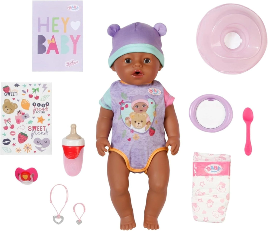 BABY born Eva 43cm, Babypuppe mit 10 Funktionen und Accessoires, für Kinder ab 3 Jahren, funktionier
