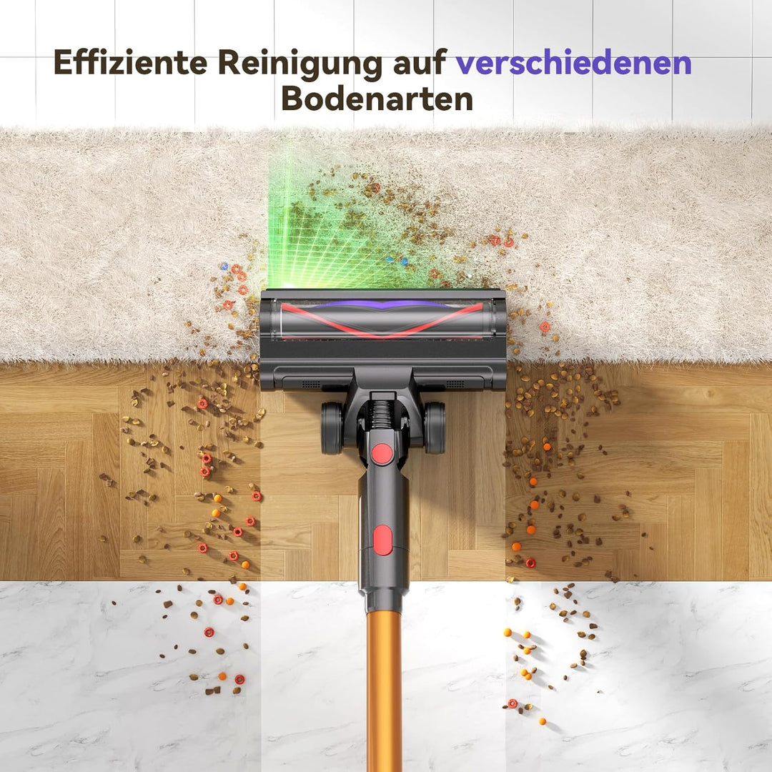TechRise Akku Staubsauger 45000Pa/500W/60Min, Anti-Tangle-Bürste & 8-in-1-Funktion (Selbststehend) S