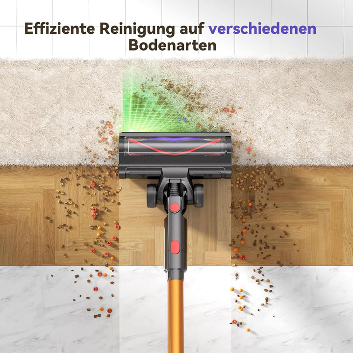 TechRise Akku Staubsauger 45000Pa/500W/60Min, Anti-Tangle-Bürste & 8-in-1-Funktion (Selbststehend) S