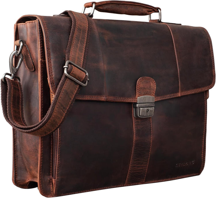STILORD 'Havanna' Leder Businesstasche A4 Gross Klassische Aktentasche Arbeitstasche Abnehmbarer Sch