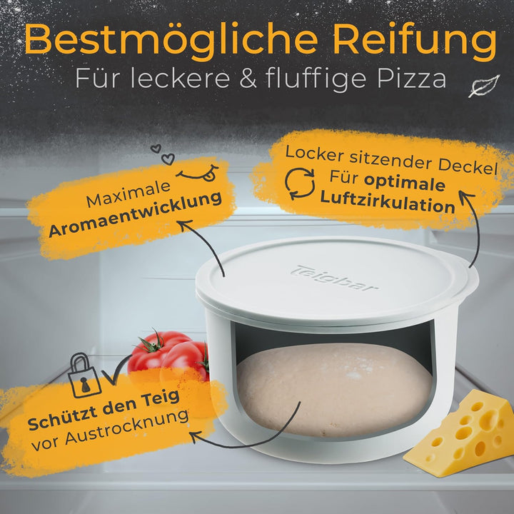 Teigbar Pizzaballenbox mit Deckel, 6er Set - innovative Teigbox aus löse-leichtem Silikon - Pizzatei
