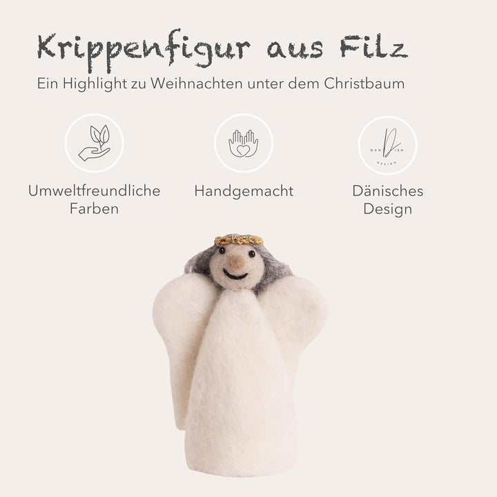 Gry & SIF handgemachter Weihnachtsengel aus Filz, Weihnachtsdeko, Weihnachtskrippe Kinder, Weihnacht