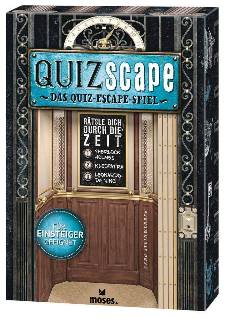 moses. QUIZscape – Das Quiz-Escape Spiel | Rätsle dich durch die Zeit l Das Escape-Game für Einsteig
