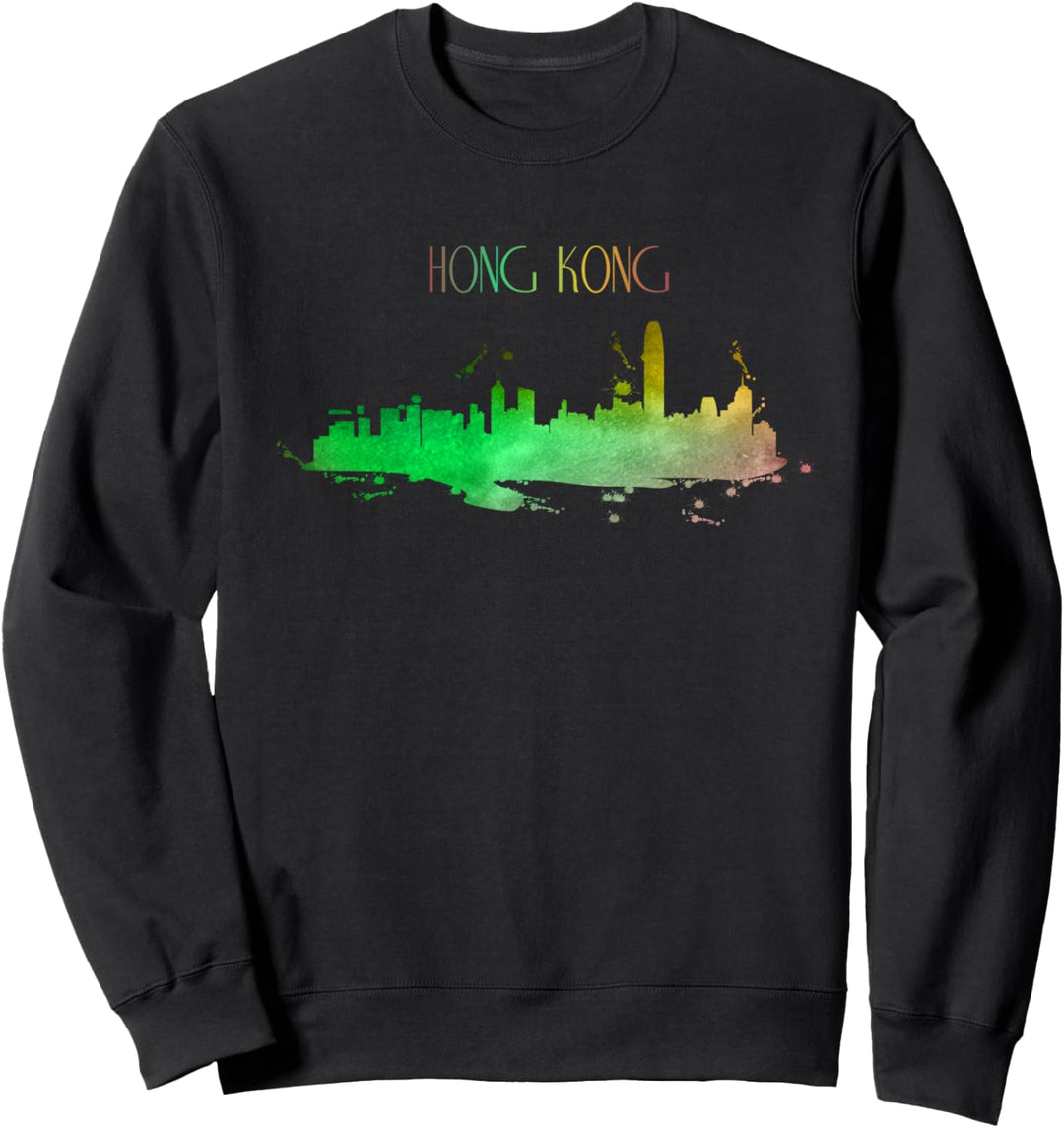 HONG KONG skyline, World Football Souvenir Stadt Aquarell Sweatshirt