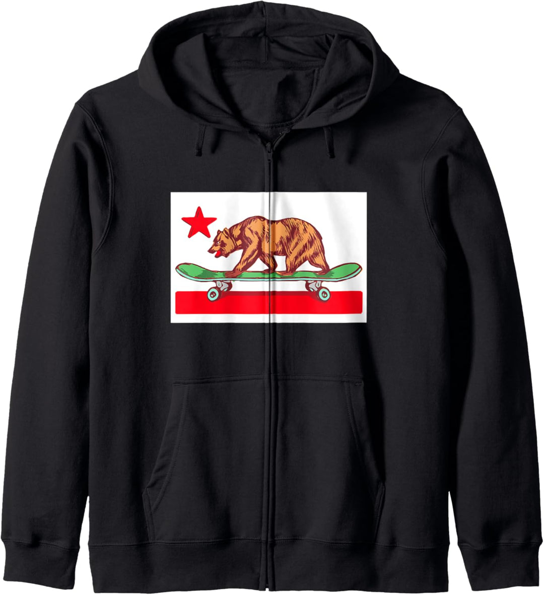 Skateboard Grizzly Bear California Flag Funny Skater Retro Kapuzenjacke