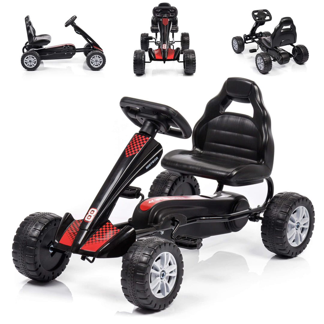 meteor Tretfahrzeug Kinder Gokart mit Pedalen ohne Akku Tretauto mit verstellbarem Sitz Kunststoffrä