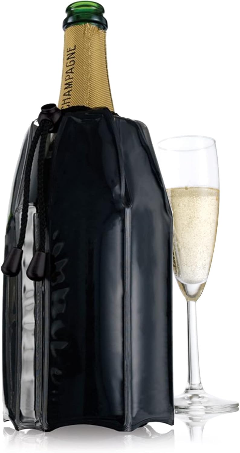 Vacu Vin Flexibler Champagnerkühler - Wiederverwendbar - Schwarz - Champagnerkühler Manschette für S
