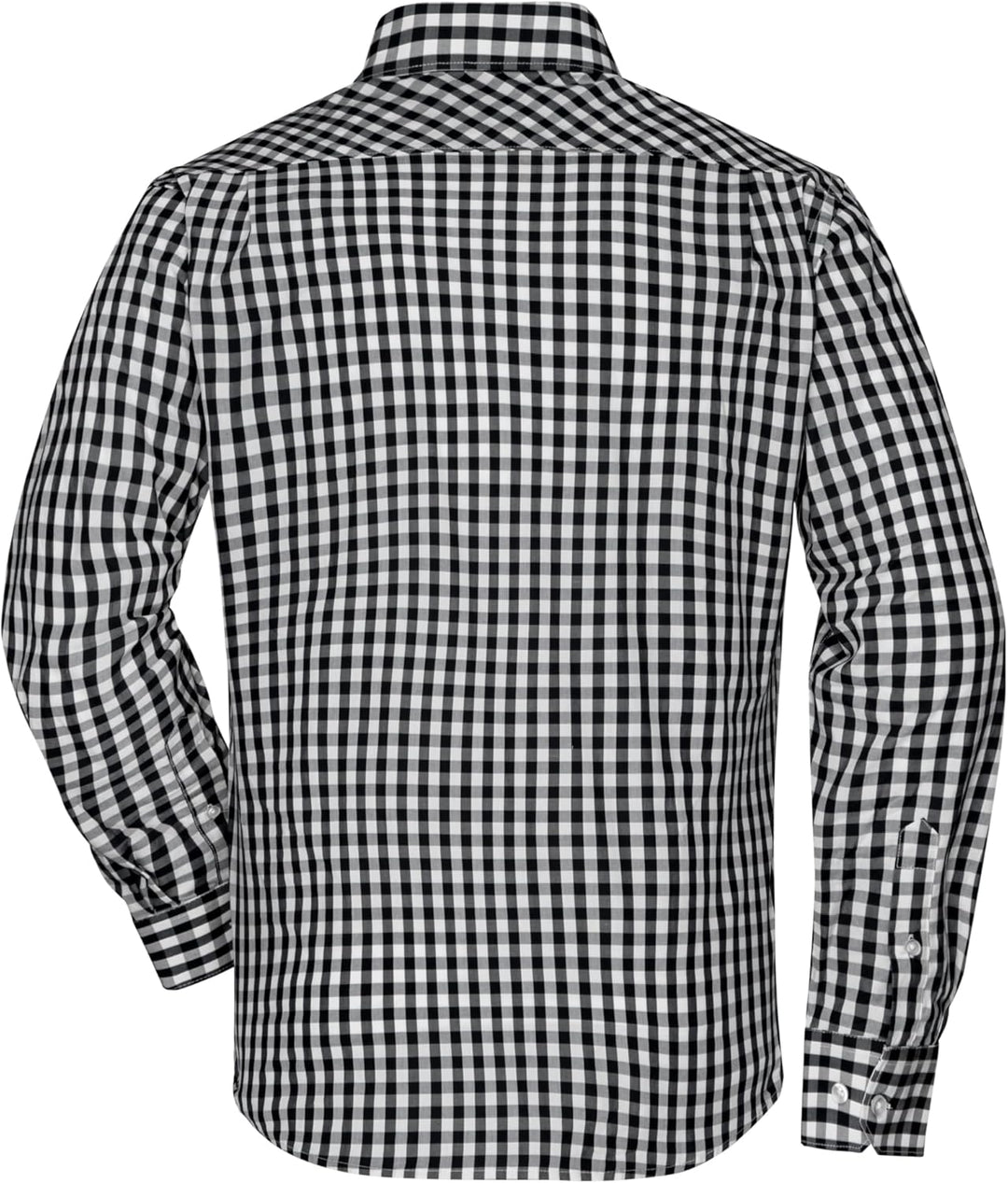 James & Nicholson Langarm Karohemd Easy Care - Herrenhemd in grosskarierter Musterung S black/white,