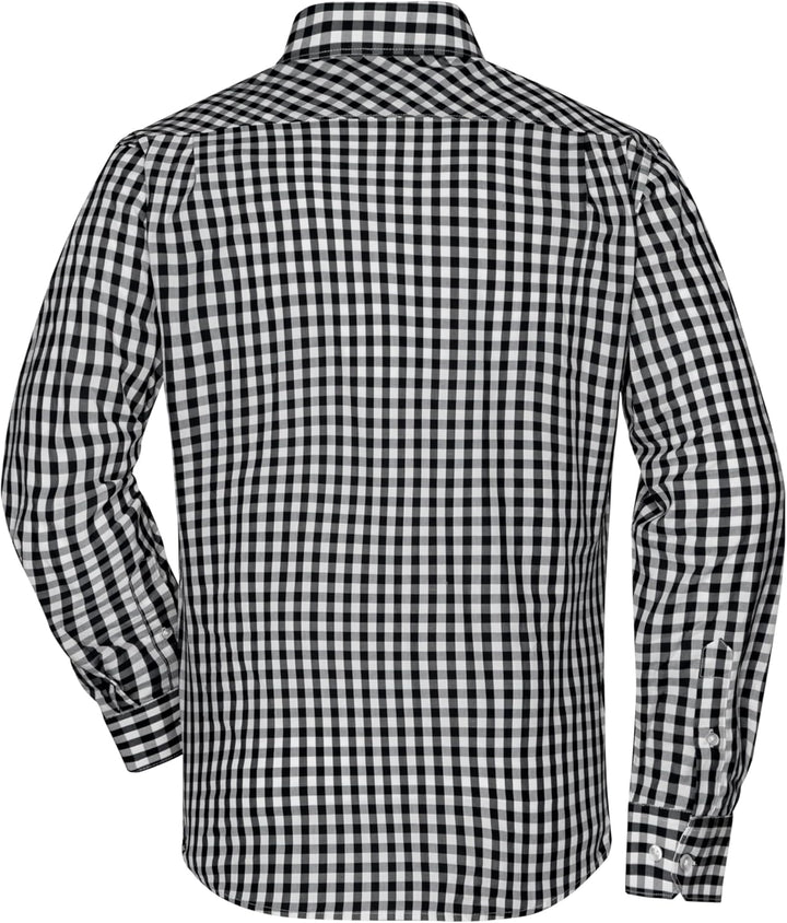 James & Nicholson Langarm Karohemd Easy Care - Herrenhemd in grosskarierter Musterung S black/white,