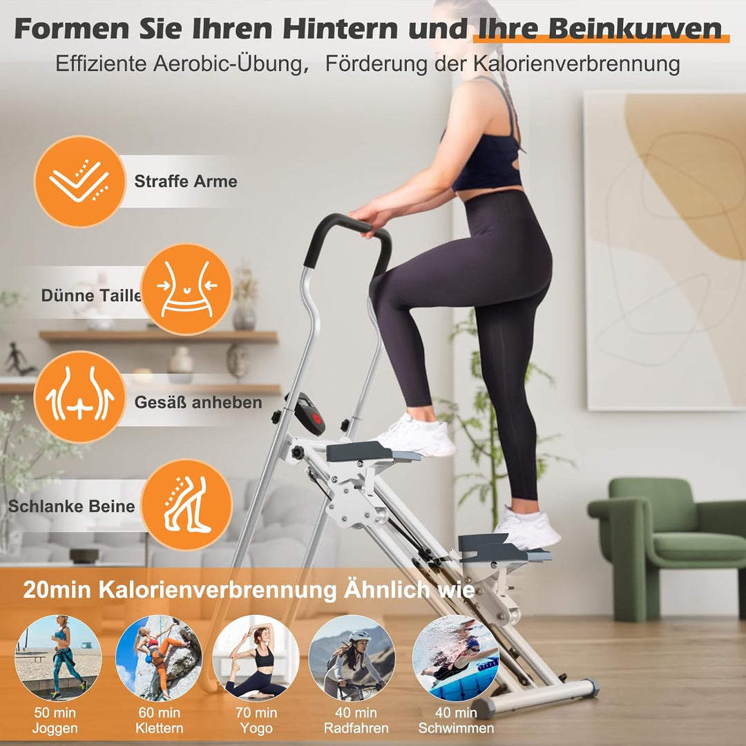 Treppe Stepper Klappbare,CEIEVER Vertikale Klettermaschine mit Einstellbarer Pedale Tragbarer Crosst