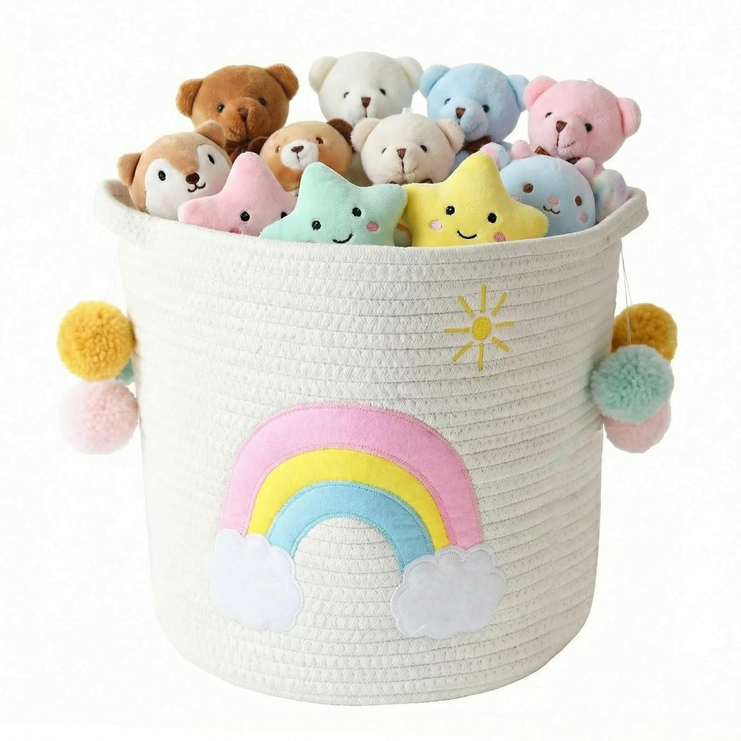 Aufbewahrungskorb Kinderzimmer Wickeltisch Organizer für Babys Kinder Spielzeug Korb, Regenbogenmust