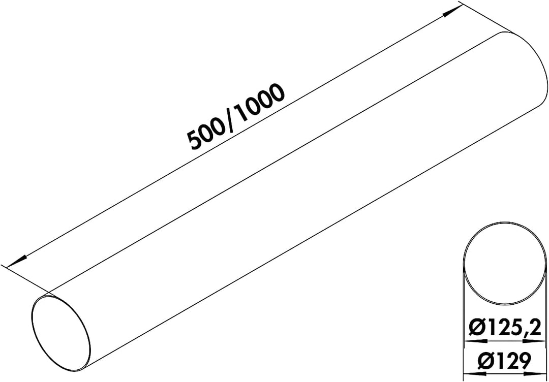 Naber MF-UR 125 Umlenkstück 90° mit Rundrohr, weiss, 900 mm