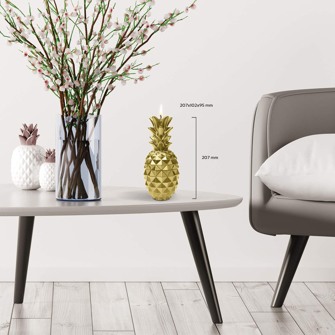 Candellana Ananas Paraffinkerze 100x100x210 mm - Gold Kerze Dekorativ - Kerzen Aesthetic 3D - Candle