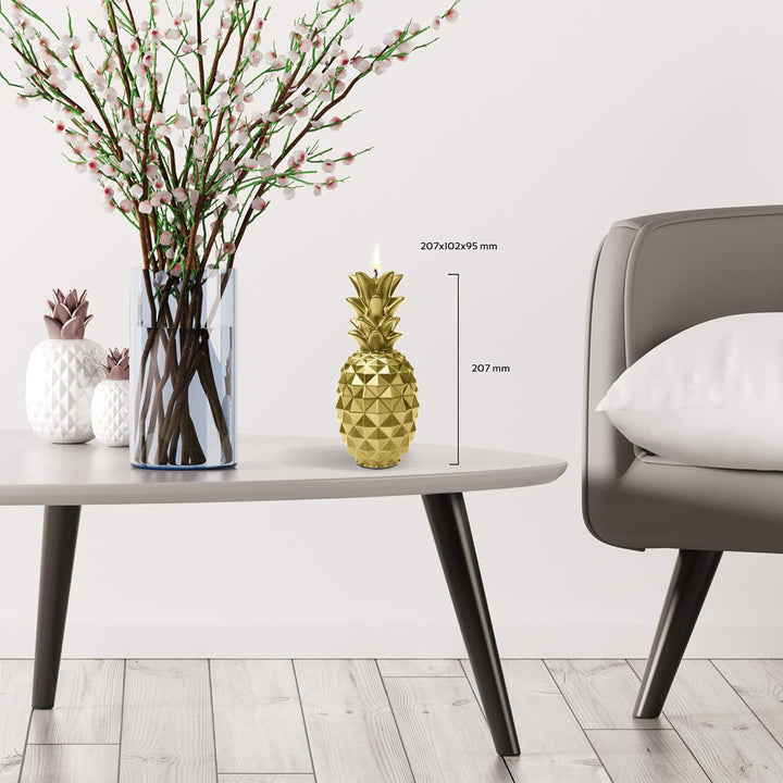 Candellana Ananas Paraffinkerze 100x100x210 mm - Gold Kerze Dekorativ - Kerzen Aesthetic 3D - Candle