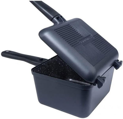 RidgeMonkey Connect Deep Pan & Griddle Granite Edition - Pfanne zum Kochen am Wasser, Kochtopf Stand