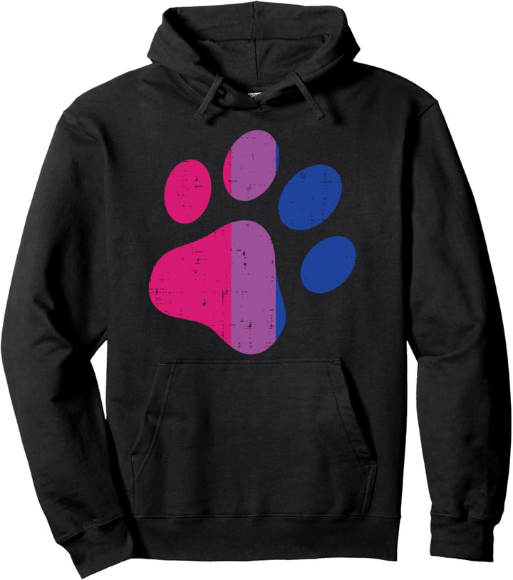 Dog Paw Print LGBTQ Bisexual Flag Gay Pride Bi Dog Lover Pullover Hoodie