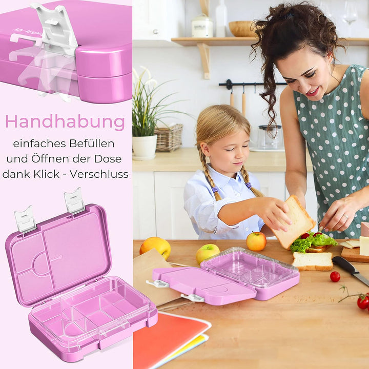 My Vesperbox – Len - Bento Box Kinder - Lunchbox mit 4+2 Fächern - extrem robust – Brotdose – Brotbo