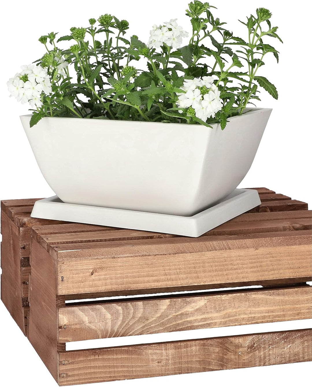 KOTARBAU® Blumentopf Pflanzgefäss aus recycelten Materialien 26x26x12,7cm mit Untersetzer 23x23x2cm