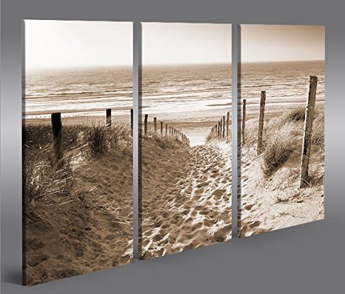 islandburner Bild Bilder auf Leinwand Weg zum Meer Sepia Nordseestrand 3p XXL Poster Leinwandbild Wa