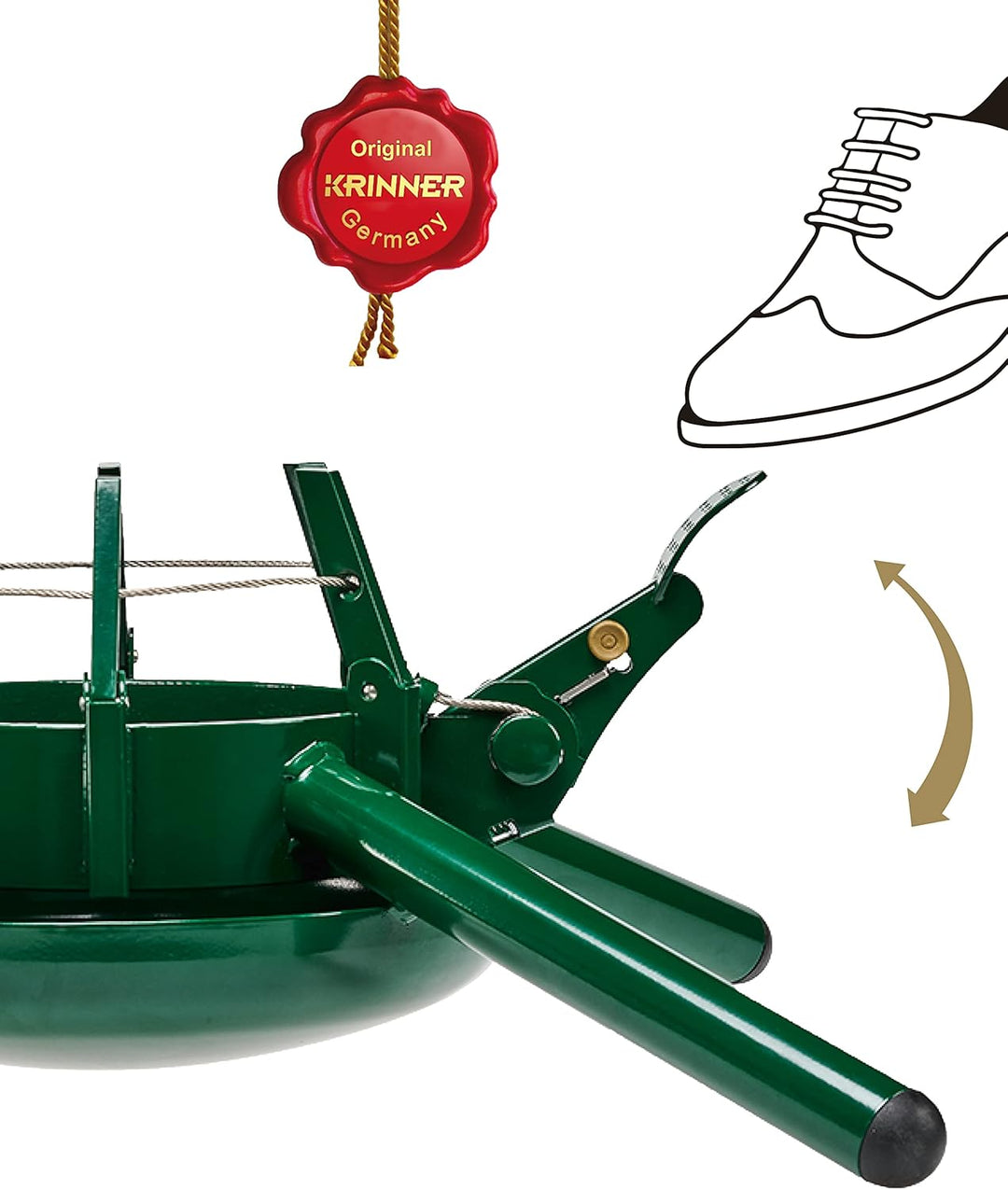 KRINNER® Weihnachtsbaum Christbaumständer Montana Stahl für grosse Bäume grün inkl. Fusspedal- und E